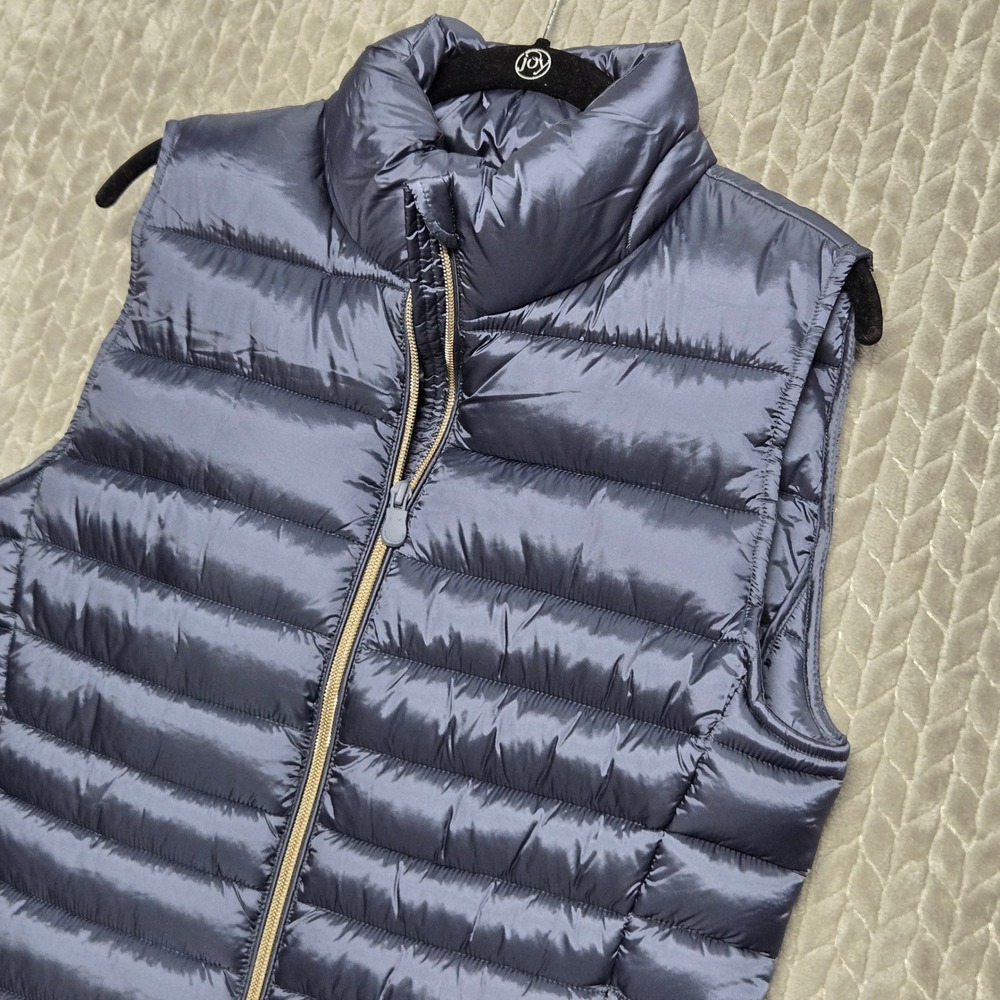 Save The Duck Womens Navy Blue Quilted Puffer Vest Size 2 M Animal Free Packable